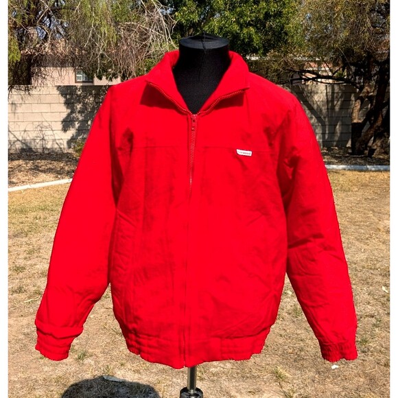 British Mist Detachable Hood Unisex EU50/Men's Lg Fire Red Parka Jacket Coat EUC - Picture 2 of 11